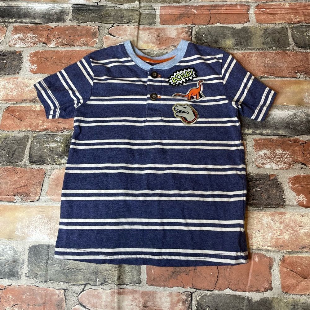 5‎ for $25🔥Garanimals Striped Navy Blue Dinosaur T-Shirt 5T